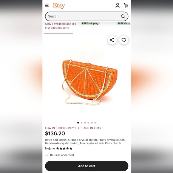 Glittery orange slice purse - Picture 2 of 5